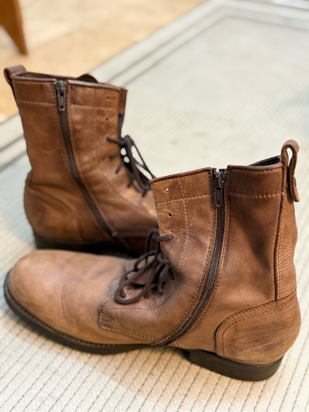 G-Star Raw Men's Tan/Brown Leather Lace-Up Zip Boots - Picture 6 of 7